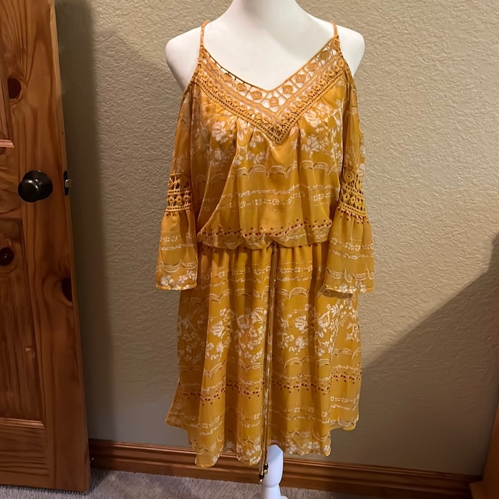 Yellow Boho mini dress
